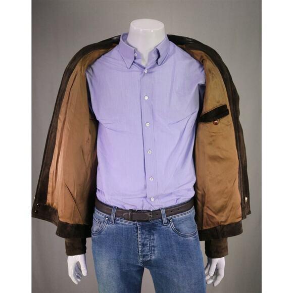 Burberrys Men's Vintage Brown Spanish Pig Leather Bomber Jacket Oversized XL - Picture 6 of 8